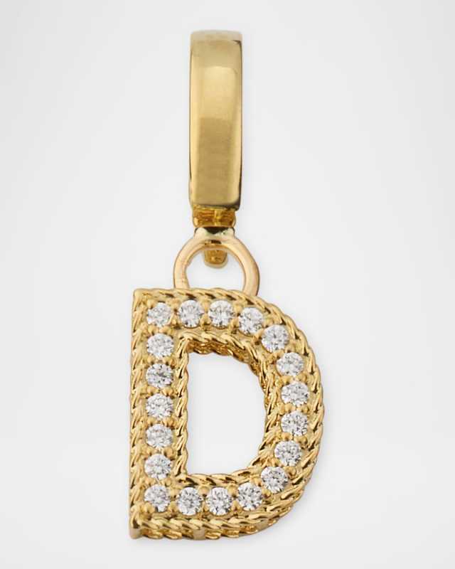 18K Yellow Gold Diamond Initial Pendant, D